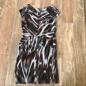 Calvin Klein Abstract Pattern Blue and Brown Dress